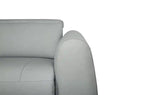Canapé inclinable électrique en cuir véritable 76 avec appuie-tête électriques et ports USB - Bleu Spa