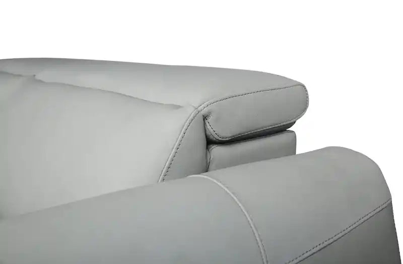 Canapé inclinable électrique en cuir véritable 76 avec appuie-tête électriques et ports USB - Bleu Spa