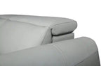 Canapé inclinable électrique en cuir véritable 76 avec appuie-tête électriques et ports USB - Bleu Spa