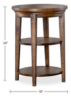 Table d'appoint traditionnelle en pin Hanson, 18 po, ronde