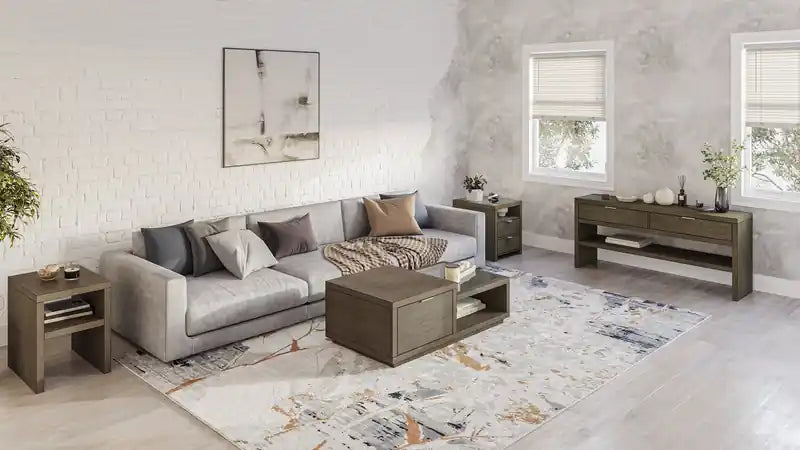 64 Table basse en bois massif moderne avec rangement - Homestead Brown