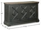 Buffet de salle à manger avec rangement, 57.8 po de large - Noir rustique