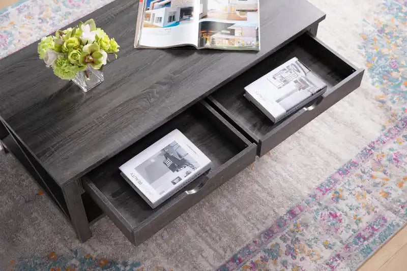 47,25 Table basse et d'appoint rustique (lot de 2) avec rangement et étagère - Gris vieilli