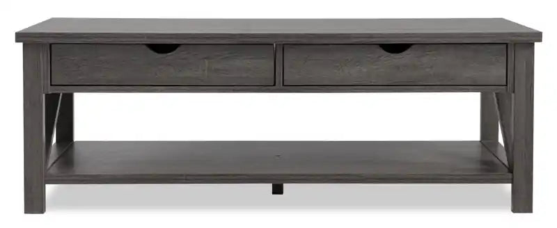 47,25 Table basse et d'appoint rustique (lot de 2) avec rangement et étagère - Gris vieilli