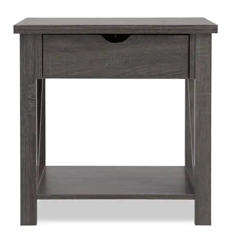 47,25 Table basse et d'appoint rustique (lot de 2) avec rangement et étagère - Gris vieilli