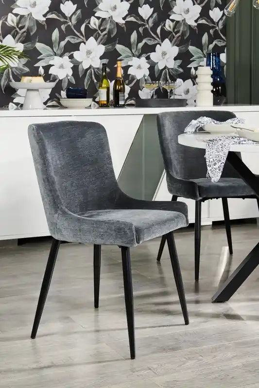 Chaise de salle à manger avec tissu aspect velours