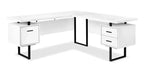 Marnie Reversible 71 L-Shaped Corner Office Desk with 3-Drawers - White/Black