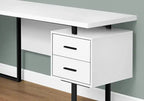 Bureau d'angle réversible en L avec 3 tiroirs - Blanc/Noir
