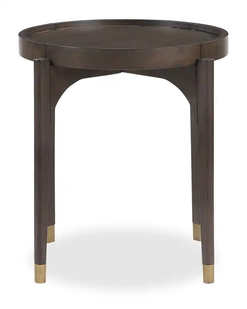 Neeva 24 Modern Round End Table - Dark Brown Birch