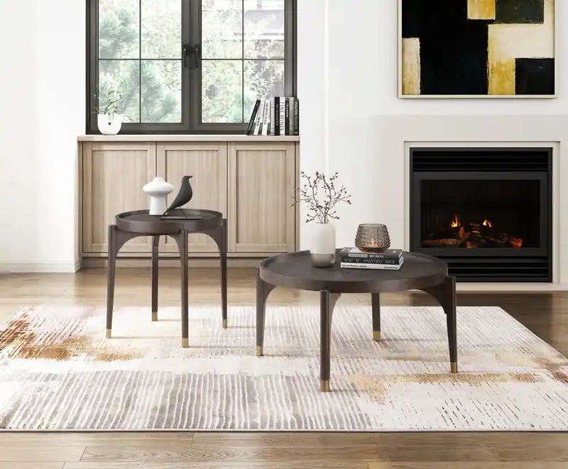 Table d'appoint ronde moderne 24 po - Bouleau brun foncé
