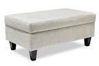 Made in Canada Nofia 44 Chenille Fabric Storage Ottoman with Wood Legs - Linen Beige