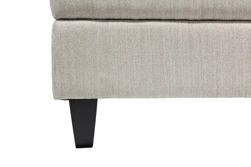 Pouf de rangement en tissu chenille de 44 po avec pieds en bois - Beige lin