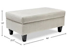 Pouf de rangement en tissu chenille de 44 po avec pieds en bois - Beige lin