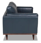 Causeuse en cuir véritable 63 po avec coussins d'assise amovibles et base en bois – Brun Caramel