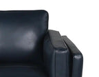 Causeuse en cuir véritable 63 po avec coussins d'assise amovibles et base en bois – Brun Caramel