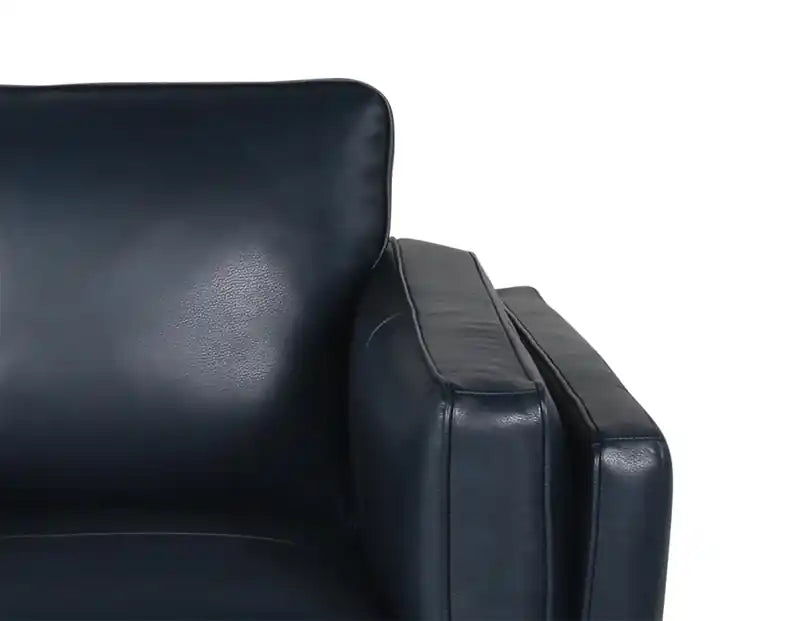 Causeuse en cuir véritable 63 po avec coussins d'assise amovibles et base en bois – Brun Caramel