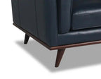 Causeuse en cuir véritable 63 po avec coussins d'assise amovibles et base en bois – Brun Caramel